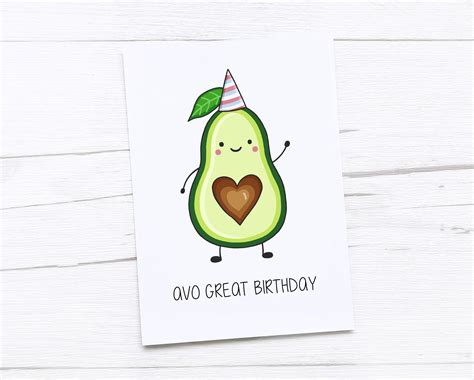 Happy Birthday Card Avocado Avo Great Birthday | Etsy Australia