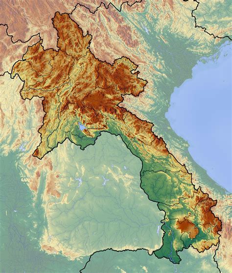 Laos topographic map - Map of laos topographic (South-Eastern Asia - Asia)