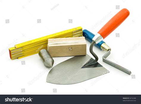 Mason Working Tools On White Background Stock Photo 36752386 : Shutterstock