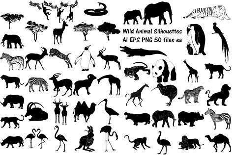 Wild & African Animal Silhouettes AI EPS PNG (261637) | Illustrations ...