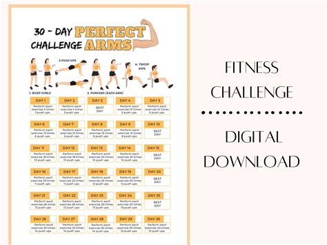 30-day Easy Level Arm Challenge Printable PDF Printable Arm Workout ...