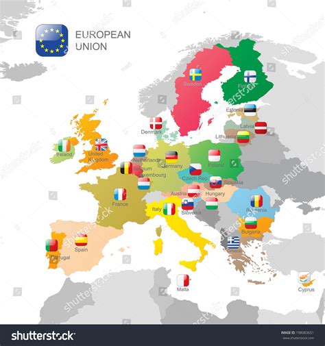 European Union Map Flags Stock Vector (Royalty Free) 198083651 ...