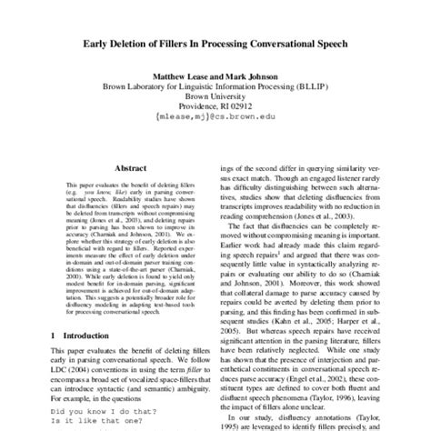 Early Deletion of Fillers In Processing Conversational Speech - ACL ...