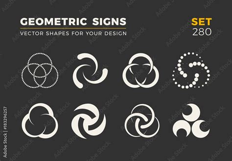 Set of eight minimalistic trendy shapes. Stylish vector logo emblems for Your design. Simple ...