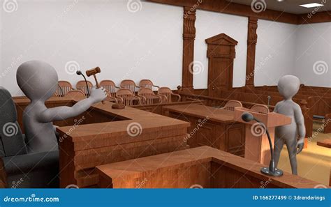 Render of Cartoon Characters in Courtroom Stock Illustration - Illustration of render, justice ...