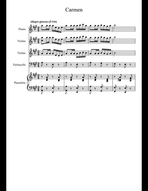 Carmen sheet music for Flute, Violin, Piano, Cello download free in PDF ...