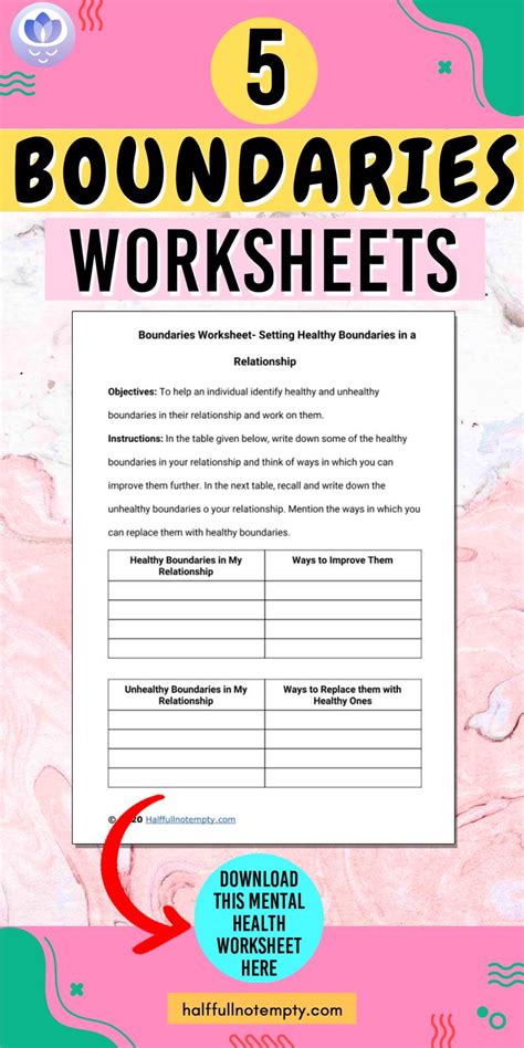 5 Boundaries worksheet | Boundaries worksheet, Healthy boundaries ...