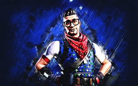 Download wallpapers Fortnite Prodigy Skin, Fortnite, main characters, blue stone background ...