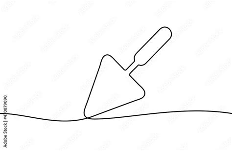 Continuous line drawing of trowel. Trowel linear icon. One line drawing background. Vector ...