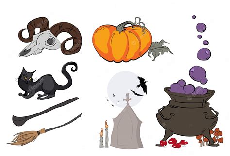 Premium Vector | Collection halloween symbols icon set on dark ...