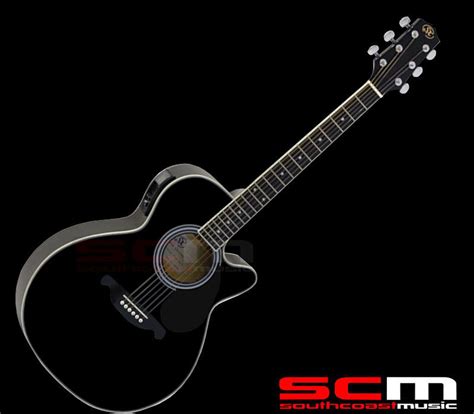 Acoustic Electric Guitar SXAEP1 Cutaway Built-in Tuner Black Finish – South Coast Music