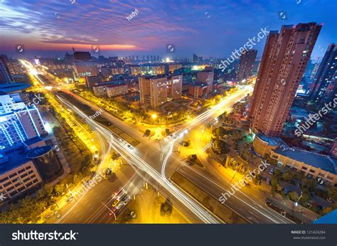 Aerial View Of City Night Stock Photo 121424284 : Shutterstock