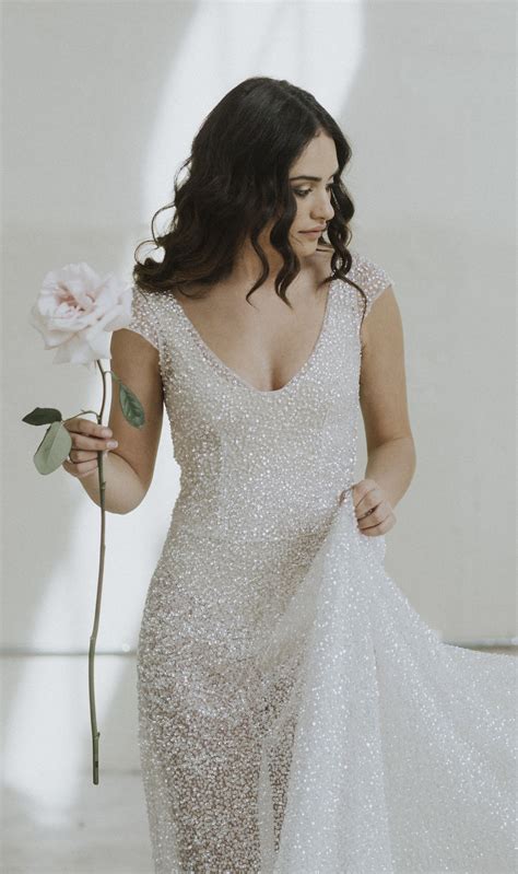 Anna Campbell Bridal | Sydney Dress | Sequin wedding dress | Modern sparkly wedding gown | https ...