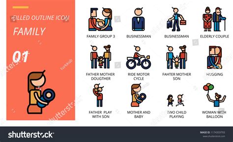 Outline Style Icon Pack Family Group Stock Vector (Royalty Free) 1174359793 | Shutterstock