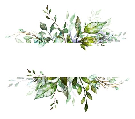 Watercolor Green Leaf Border Green Leaves Green Frame Png | Images and Photos finder