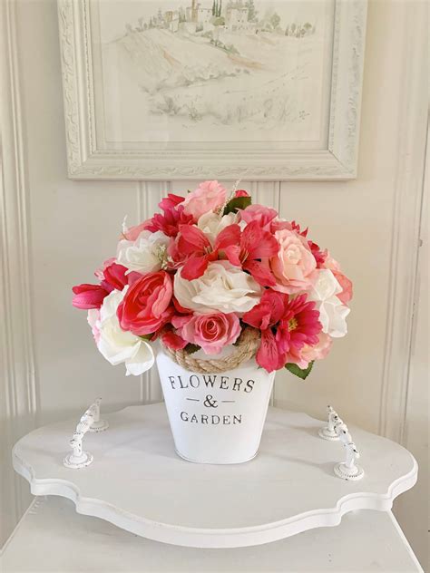 Silk flower table centerpiece Farmhouse coffee table decor | Etsy | Easter flower arrangements ...