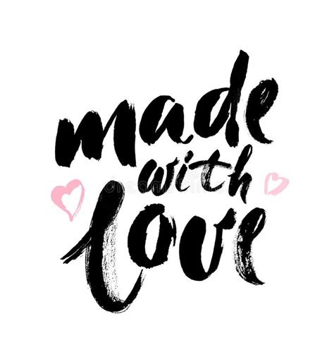 With Love. Vector Brush Calligraphy, Handwritten Text with Hand Drawn Heart Stock Illustration ...