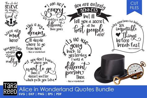 Alice in Wonderland Quotes Bundle (80883) | Cut Files | Design Bundles