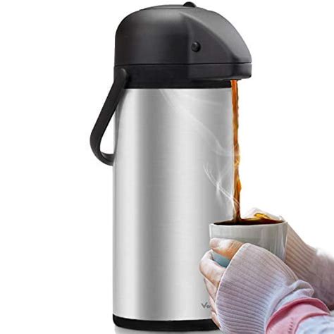 Airpot Coffee Dispenser with Pump - Insulated Stainless Steel Coffee Carafe (102 oz.) - Thermal ...