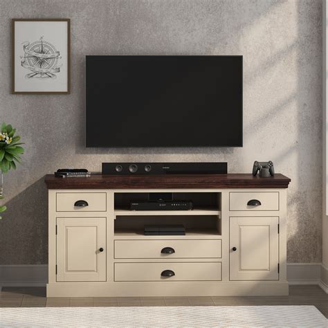 Dyersville 65 Inch Solid Wood White TV Stand