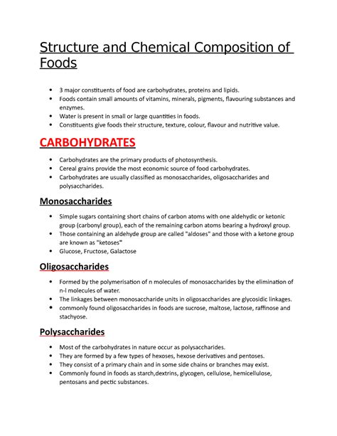 Structure and Chemical Composition of Food - Foods contain small amounts of vitamins, minerals ...