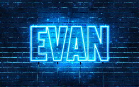 Download wallpapers Evan, 4k, wallpapers with names, horizontal text, Evan name, blue neon ...