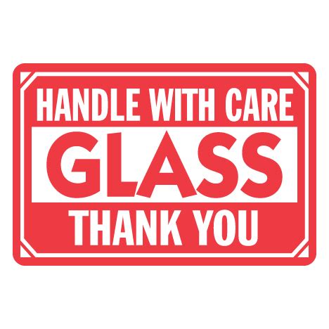 2" x 3" Handle with Care Glass Label - AsLabeled.com