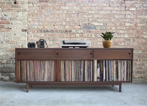 Handcrafted Mid-Century inspired vinyl record storage cabinet | Record storage cabinet, Record ...
