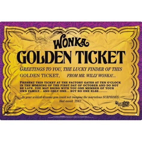 Willy Wonka Golden Ticket Printable