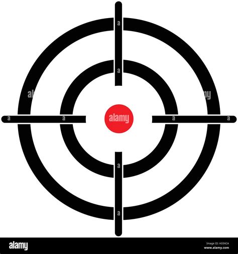 Target. Black isolated crosshair target with red center, vector ...