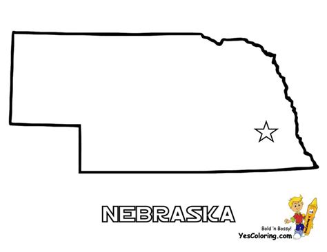 Nebraska State Map Outline Sketch Coloring Page | Nebraska state ...