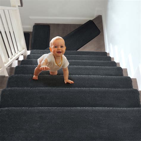 PURE ERA Non-Slip Ultra Plush Soft Bullnose Carpet Stair Treads Set of ...