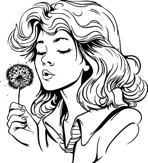 Girl blowing dandelion silhouette 25257398 Vector Art at Vecteezy