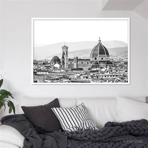 Florence Black and White Skyline Print Florence Travel | Etsy