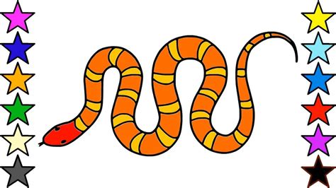 How to Draw and Color a Snake for Kids | Learn Color and Drawing for ...