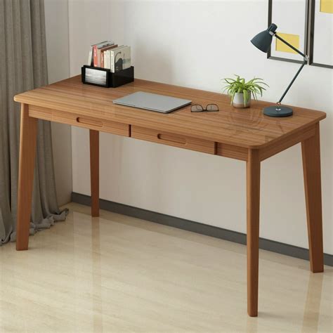 Solid wood Leg Computer Desk Office Computer Desk Wood Writing Gaming Desk Workstation Desk for ...