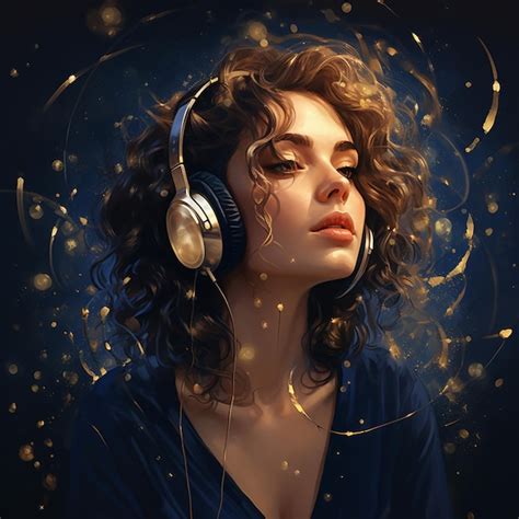 Premium AI Image | listening music girl with headphones