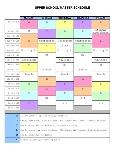 Master Schedule Templates - 11 Free Samples, Examples Format Download ...