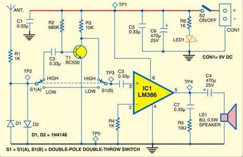 RF Signal Detector | Full Circuit Diagram with Component Layout