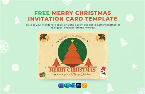 Merry Christmas Invitation Card Template in PSD, Publisher, Pages, Word, Outlook - Download ...