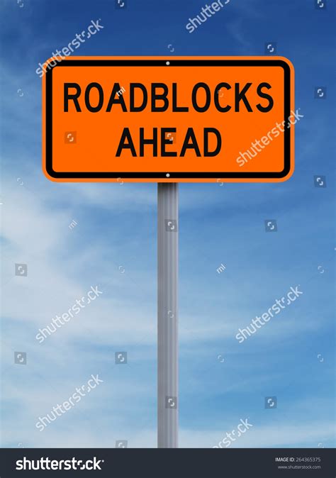 Modified Road Sign Indicating Roadblocks Ahead Stock Illustration ...