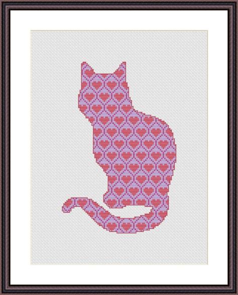 Cross Stitch Pattern Cat Silhouette 2 Geometric Cats - Etsy