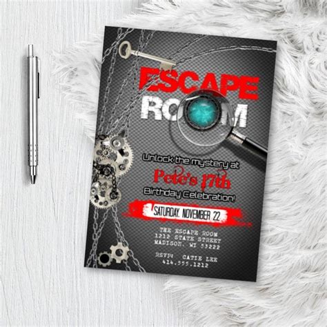 Escape Room Invitation, Birthday Escape Room Party Invitation, Escape Room Game Invite, Printed ...