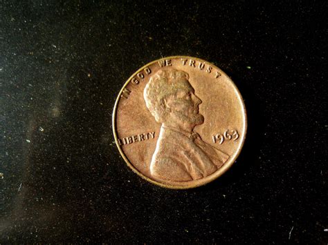 USA 1 cent 1963 penny coin rare vintage copper Real genuine coin Lincoln United States of ...