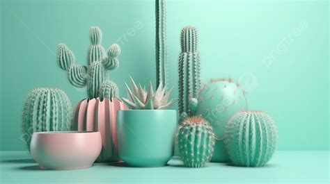 Minimalist Scene Isolated Cactus Pot On Pastel 3d Background Render ...