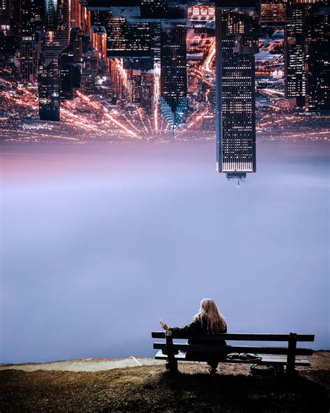 Upside Down City. | Photoshop illustration, City art, City aesthetic