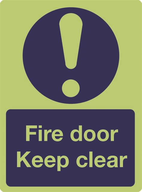 Fire door keep clear in photoluminescent sign | Aura Sign Shop