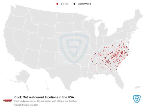 Number of Cook Out locations in the USA in 2024 | ScrapeHero