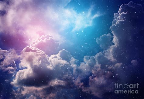 Space Of Night Sky With Cloud And Stars Photograph by Nednapa - Pixels ...