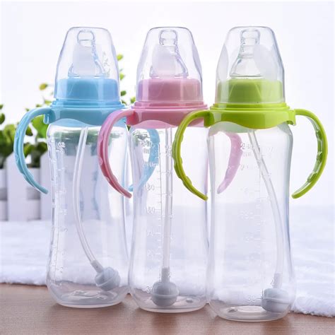 240ml Cute Baby bottle Infant Newborn Children Learn Feeding Drinking Handle Bottle Kids Straw ...